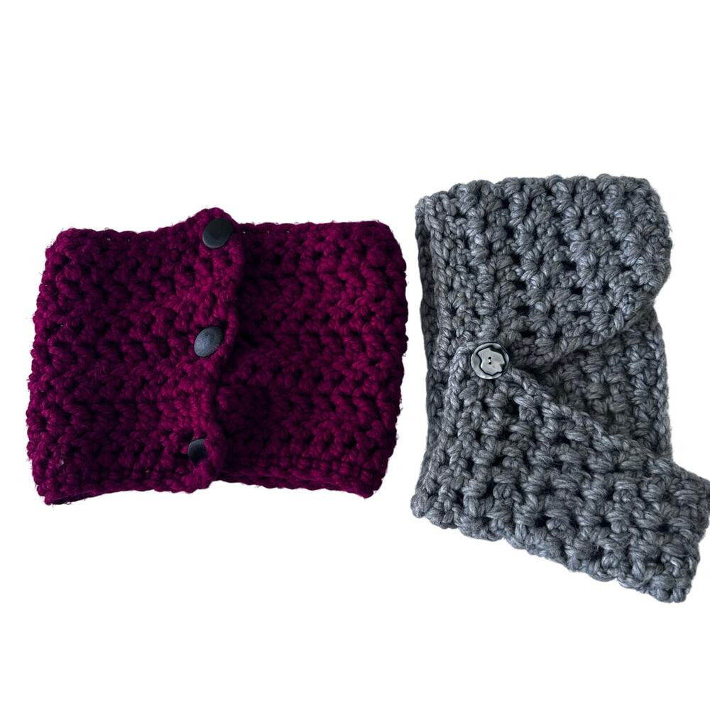 Crochet button scarf bundle